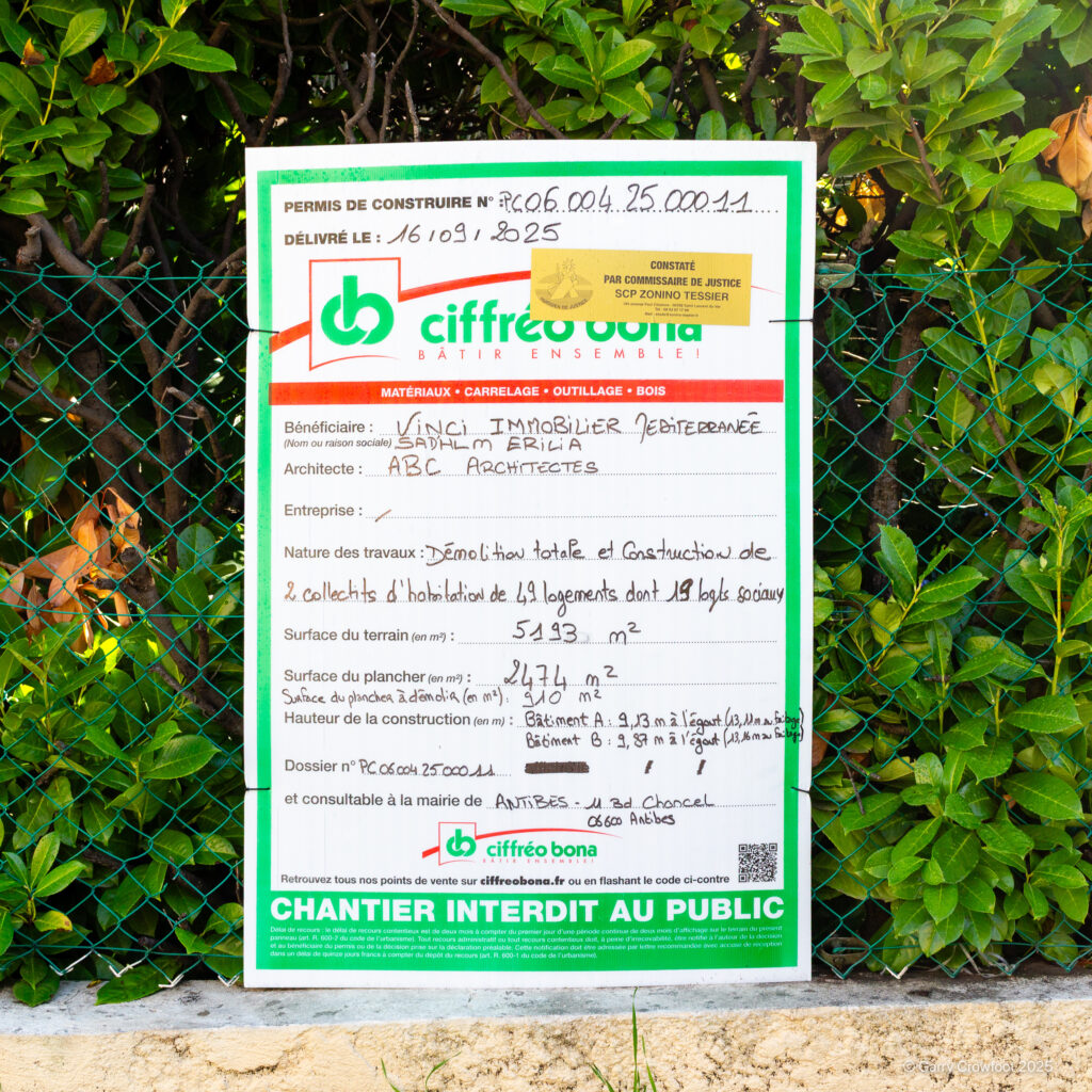 55 chemin Magnique 06600 Antibes octobre 2025 permis de construire Vinci
